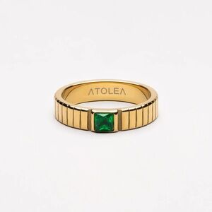 Atolea Chunky Emerald Ring - Size 6 - 18k Gold, Waterproof, &  New with Dust Bag